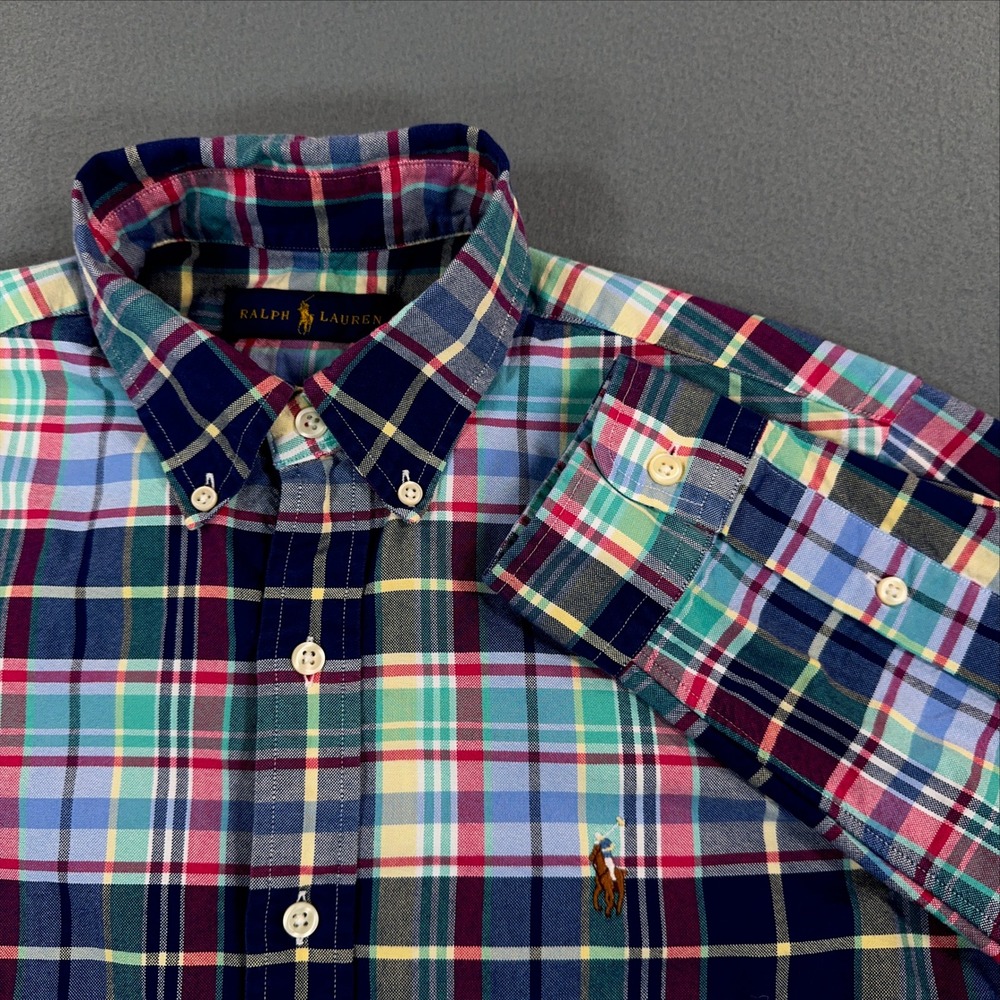 Ralph Lauren Mens Multi Color Plaid Cotton Button Down Shirt Small SP